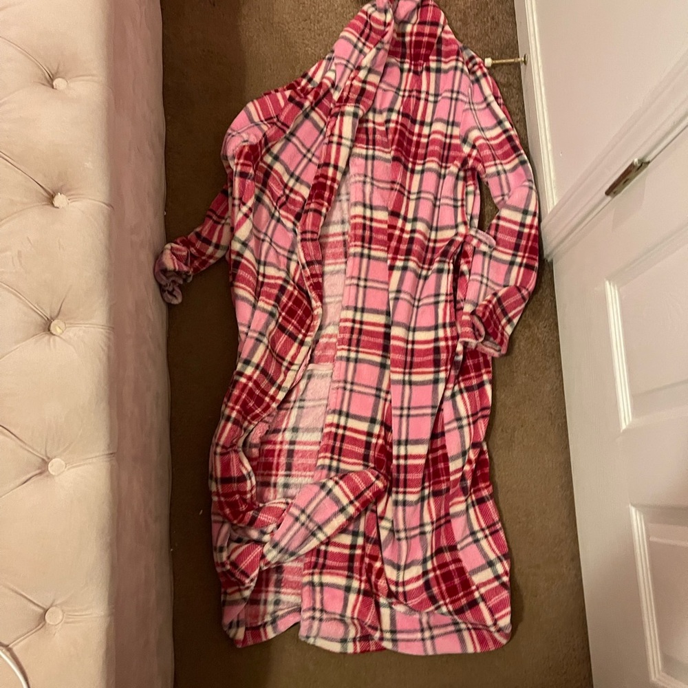 Pink And black striped robe